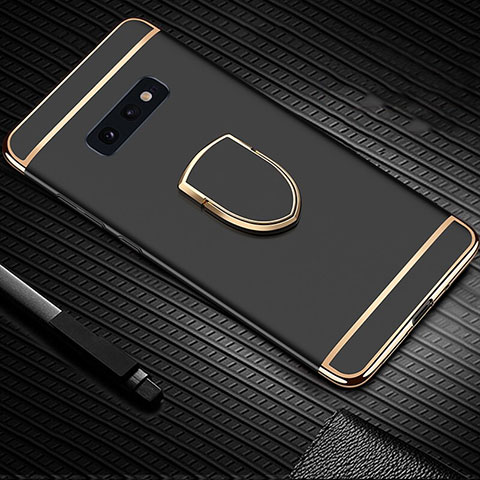 Samsung Galaxy S10e用ケース 高級感 手触り良い メタル兼プラスチック バンパー アンド指輪 T01 サムスン ブラック
