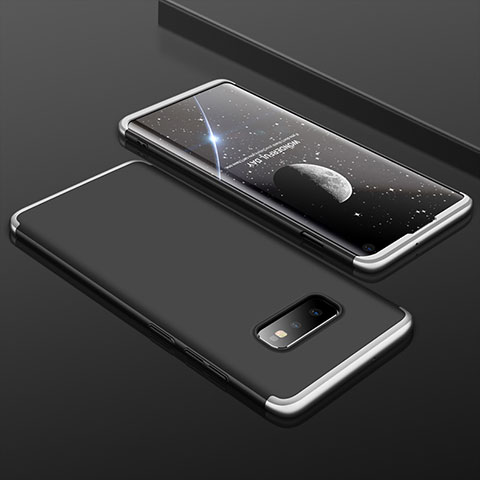 Samsung Galaxy S10e用ハードケース プラスチック 質感もマット 前面と背面 360度 フルカバー P01 サムスン シルバー・ブラック