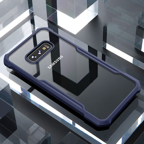 Samsung Galaxy S10e用ハイブリットバンパーケース クリア透明 プラスチック 鏡面 カバー サムスン ネイビー