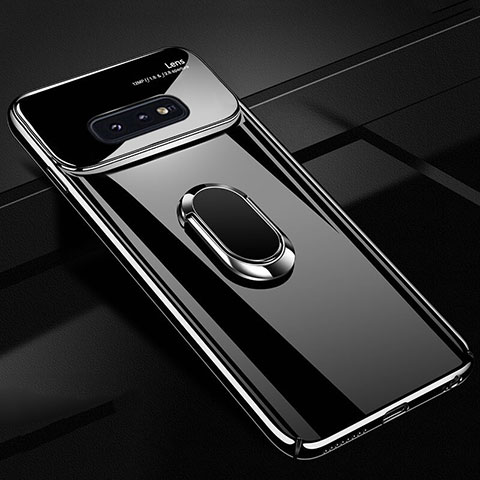 Samsung Galaxy S10e用ハードケース プラスチック 質感もマット アンド指輪 マグネット式 A01 サムスン ブラック