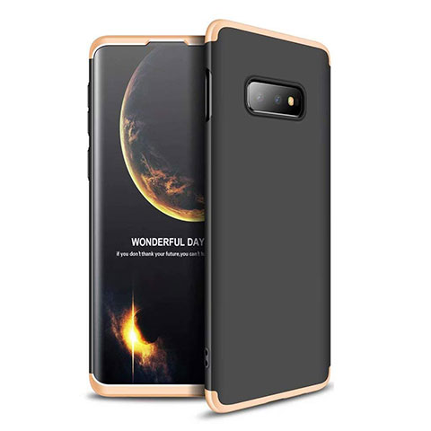 Samsung Galaxy S10e用ハードケース プラスチック 質感もマット 前面と背面 360度 フルカバー サムスン ゴールド・ブラック