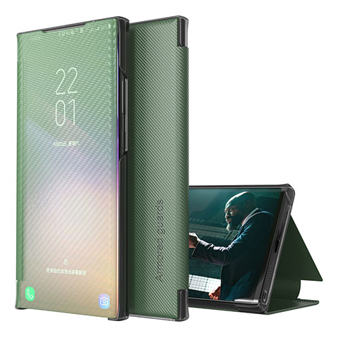 Samsung Galaxy S20 5G用手帳型 レザーケース スタンド カバー ZL1 サムスン グリーン