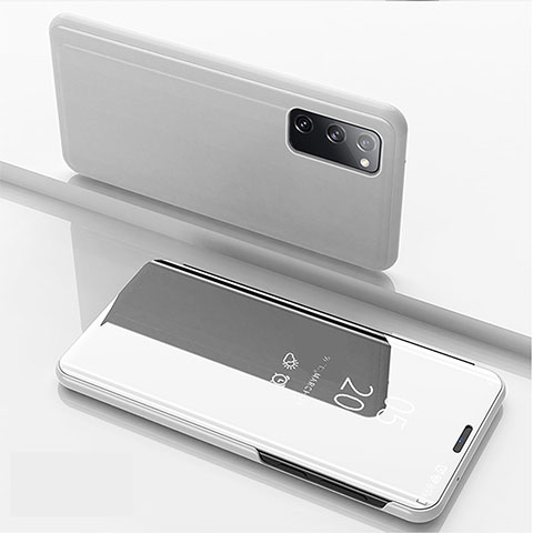 Samsung Galaxy S20 5G用手帳型 レザーケース スタンド 鏡面 カバー ZL1 サムスン シルバー