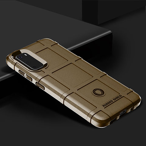 Samsung Galaxy S20 5G用360度 フルカバー極薄ソフトケース シリコンケース 耐衝撃 全面保護 バンパー J01S サムスン ブラウン