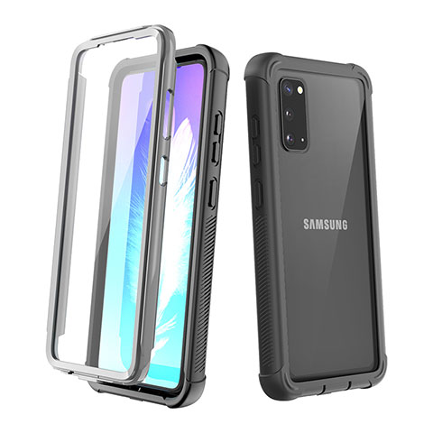 Samsung Galaxy S20 5G用ハイブリットバンパーケース プラスチック 兼シリコーン カバー 前面と背面 360度 フル U01 サムスン ブラック