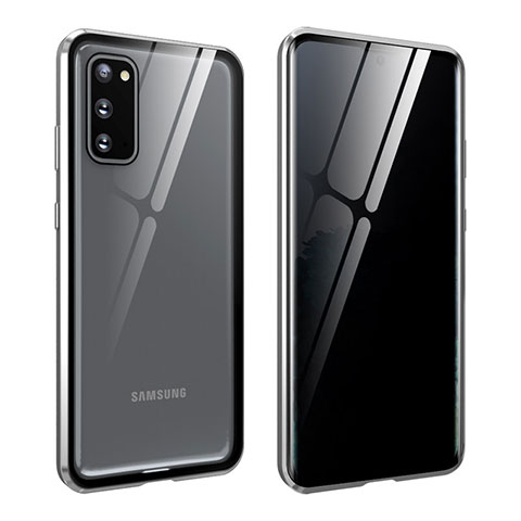 Samsung Galaxy S20 5G用ケース 高級感 手触り良い アルミメタル 製の金属製 360度 フルカバーバンパー 鏡面 カバー LK2 サムスン シルバー