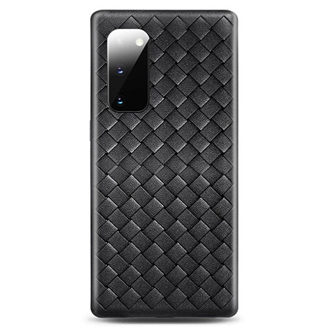 Samsung Galaxy S20 5G用シリコンケース ソフトタッチラバー レザー柄 カバー H03 サムスン ブラック