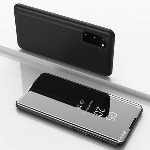 Samsung Galaxy S20用手帳型 レザーケース スタンド 鏡面 カバー サムスン ブラック