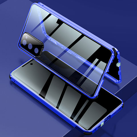 Samsung Galaxy S20 FE (2022) 5G用ケース 高級感 手触り良い アルミメタル 製の金属製 360度 フルカバーバンパー 鏡面 カバー サムスン ネイビー