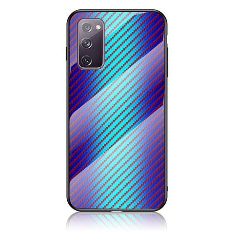 Samsung Galaxy S20 FE 5G用ハイブリットバンパーケース プラスチック 鏡面 虹 グラデーション 勾配色 カバー LS2 サムスン ネイビー