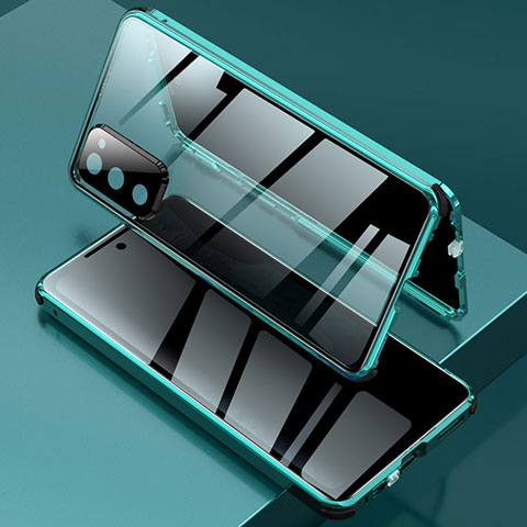 Samsung Galaxy S20 FE 5G用ケース 高級感 手触り良い アルミメタル 製の金属製 360度 フルカバーバンパー 鏡面 カバー サムスン グリーン