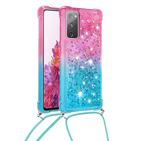Samsung Galaxy S20 Lite 5G用シリコンケース ソフトタッチラバー ブリンブリン カバー 携帯ストラップ S01 サムスン ピンク