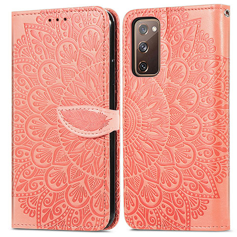 Samsung Galaxy S20 Lite 5G用手帳型 レザーケース スタンド パターン カバー S04D サムスン オレンジ