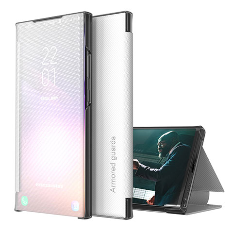Samsung Galaxy S20 Plus 5G用手帳型 レザーケース スタンド カバー ZL1 サムスン シルバー