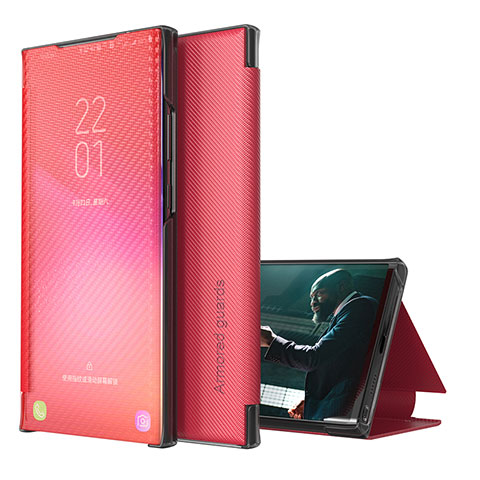 Samsung Galaxy S20 Plus 5G用手帳型 レザーケース スタンド カバー ZL1 サムスン レッド