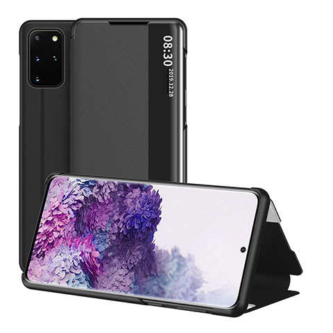 Samsung Galaxy S20 Plus 5G用手帳型 レザーケース スタンド カバー ZL2 サムスン ブラック