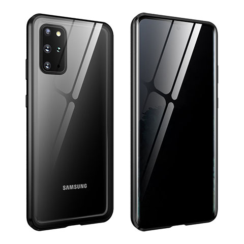 Samsung Galaxy S20 Plus 5G用ケース 高級感 手触り良い アルミメタル 製の金属製 360度 フルカバーバンパー 鏡面 カバー LK2 サムスン ブラック