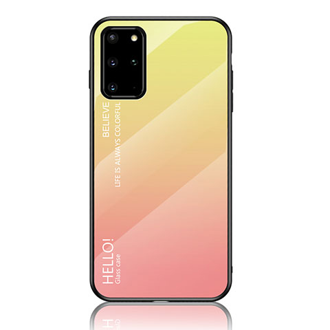 Samsung Galaxy S20 Plus 5G用ハイブリットバンパーケース プラスチック 鏡面 虹 グラデーション 勾配色 カバー LS1 サムスン イエロー