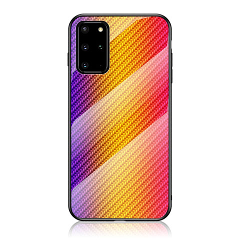 Samsung Galaxy S20 Plus 5G用ハイブリットバンパーケース プラスチック 鏡面 虹 グラデーション 勾配色 カバー LS2 サムスン オレンジ