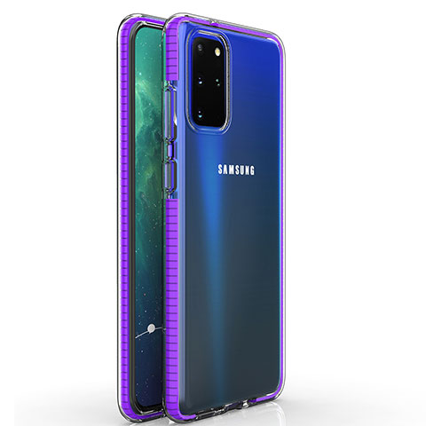 Samsung Galaxy S20 Plus 5G用極薄ソフトケース シリコンケース 耐衝撃 全面保護 クリア透明 H01 サムスン パープル