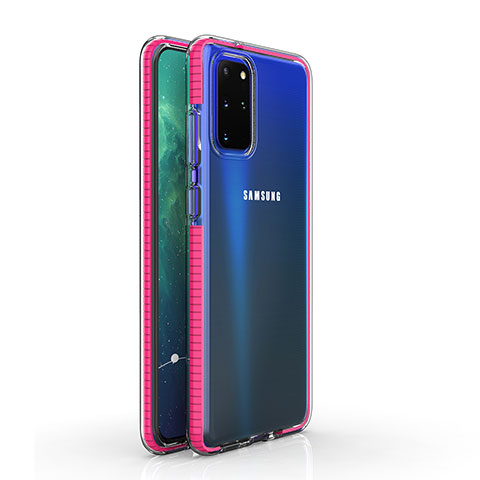 Samsung Galaxy S20 Plus 5G用極薄ソフトケース シリコンケース 耐衝撃 全面保護 クリア透明 H01 サムスン ローズレッド