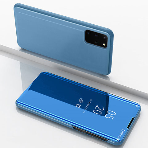 Samsung Galaxy S20 Plus 5G用手帳型 レザーケース スタンド 鏡面 カバー サムスン ネイビー