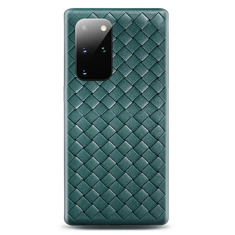 Samsung Galaxy S20 Plus 5G用シリコンケース ソフトタッチラバー レザー柄 カバー H05 サムスン グリーン