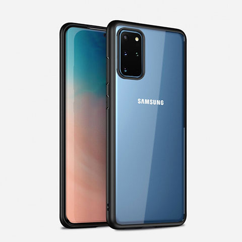 Samsung Galaxy S20 Plus 5G用ハイブリットバンパーケース クリア透明 プラスチック 鏡面 カバー H02 サムスン ブラック