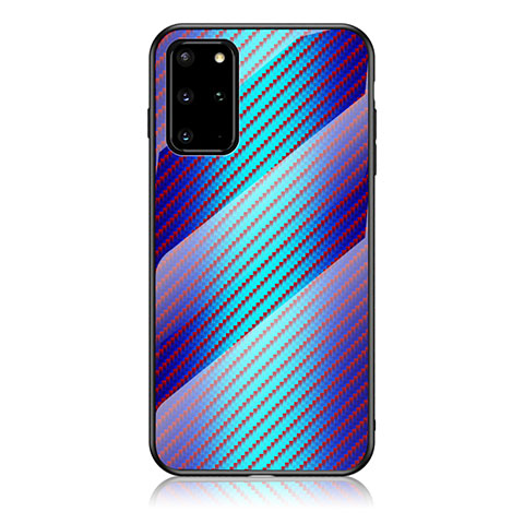 Samsung Galaxy S20 Plus用ハイブリットバンパーケース プラスチック 鏡面 虹 グラデーション 勾配色 カバー LS2 サムスン ネイビー