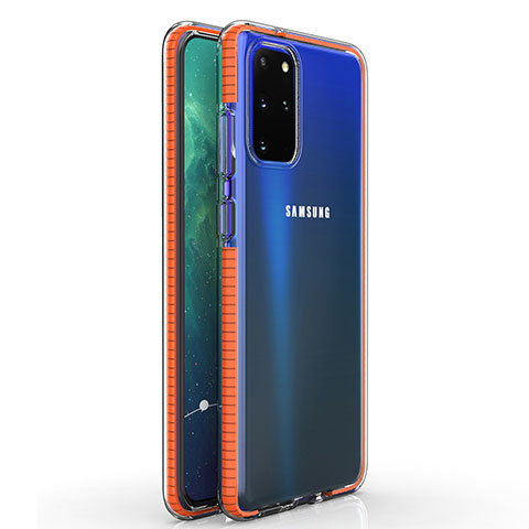 Samsung Galaxy S20 Plus用極薄ソフトケース シリコンケース 耐衝撃 全面保護 クリア透明 H01 サムスン オレンジ