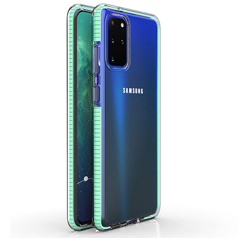 Samsung Galaxy S20 Plus用極薄ソフトケース シリコンケース 耐衝撃 全面保護 クリア透明 H01 サムスン シアン