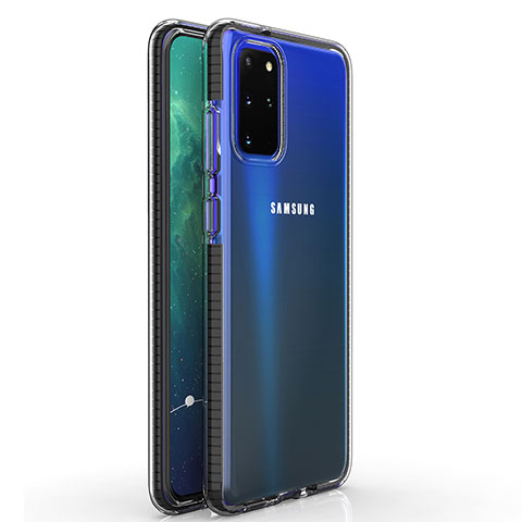 Samsung Galaxy S20 Plus用極薄ソフトケース シリコンケース 耐衝撃 全面保護 クリア透明 H01 サムスン ブラック