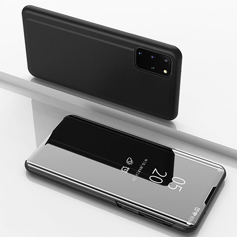 Samsung Galaxy S20 Plus用手帳型 レザーケース スタンド 鏡面 カバー サムスン ブラック