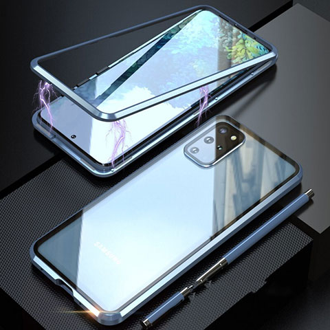 Samsung Galaxy S20 Plus用ケース 高級感 手触り良い アルミメタル 製の金属製 360度 フルカバーバンパー 鏡面 カバー T01 サムスン ネイビー