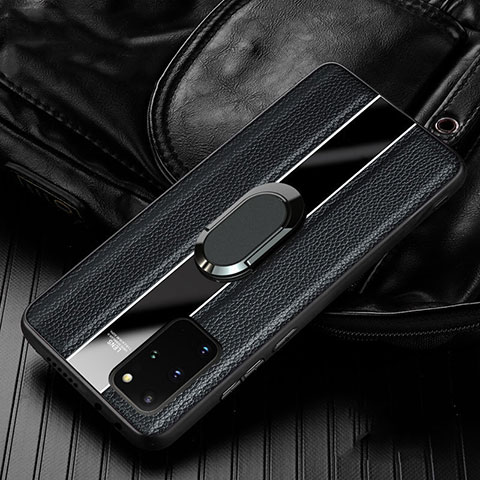 Samsung Galaxy S20 Plus用シリコンケース ソフトタッチラバー レザー柄 カバー H04 サムスン ブラック
