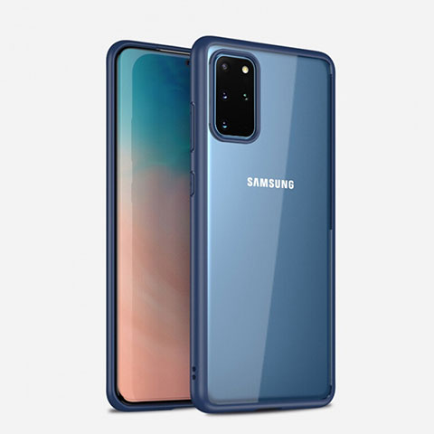 Samsung Galaxy S20 Plus用ハイブリットバンパーケース クリア透明 プラスチック 鏡面 カバー H02 サムスン ネイビー