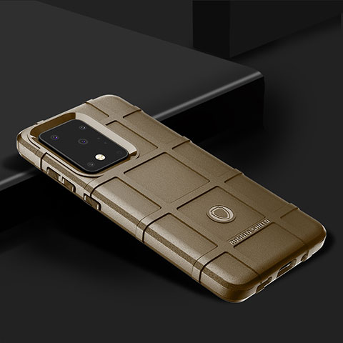 Samsung Galaxy S20 Ultra 5G用360度 フルカバー極薄ソフトケース シリコンケース 耐衝撃 全面保護 バンパー J02S サムスン ブラウン
