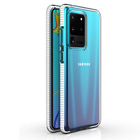 Samsung Galaxy S20 Ultra 5G用極薄ソフトケース シリコンケース 耐衝撃 全面保護 クリア透明 H01 サムスン ホワイト