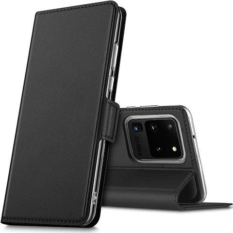 Samsung Galaxy S20 Ultra 5G用手帳型 レザーケース スタンド カバー L02 サムスン ブラック