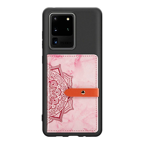 Samsung Galaxy S20 Ultra用極薄ソフトケース シリコンケース 耐衝撃 全面保護 マグネット式 バンパー S09D サムスン ピンク