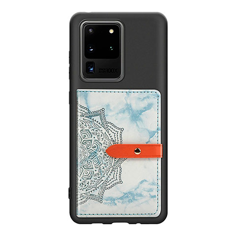 Samsung Galaxy S20 Ultra用極薄ソフトケース シリコンケース 耐衝撃 全面保護 マグネット式 バンパー S09D サムスン ネイビー