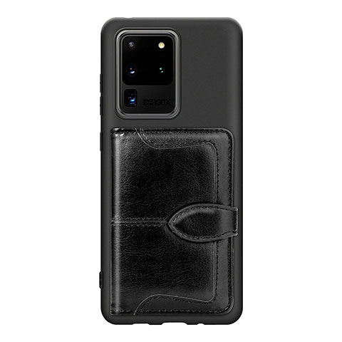 Samsung Galaxy S20 Ultra用極薄ソフトケース シリコンケース 耐衝撃 全面保護 マグネット式 バンパー S14D サムスン ブラック