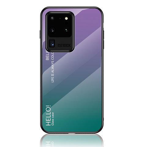 Samsung Galaxy S20 Ultra用ハイブリットバンパーケース プラスチック 鏡面 虹 グラデーション 勾配色 カバー LS1 サムスン マルチカラー