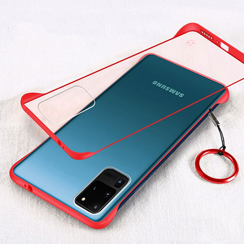 Samsung Galaxy S20 Ultra用ハードカバー クリスタル クリア透明 S03 サムスン レッド