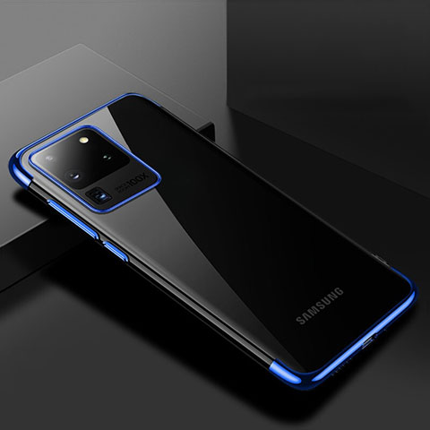 Samsung Galaxy S20 Ultra用極薄ソフトケース シリコンケース 耐衝撃 全面保護 クリア透明 S01 サムスン ネイビー