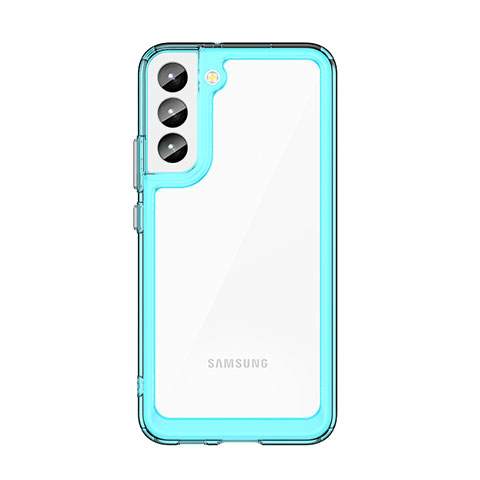 Samsung Galaxy S21 5G用ハイブリットバンパーケース クリア透明 プラスチック カバー M03 サムスン シアン