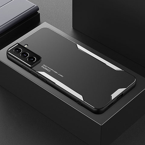 Samsung Galaxy S21 5G用ケース 高級感 手触り良い アルミメタル 製の金属製 兼シリコン カバー M01 サムスン シルバー