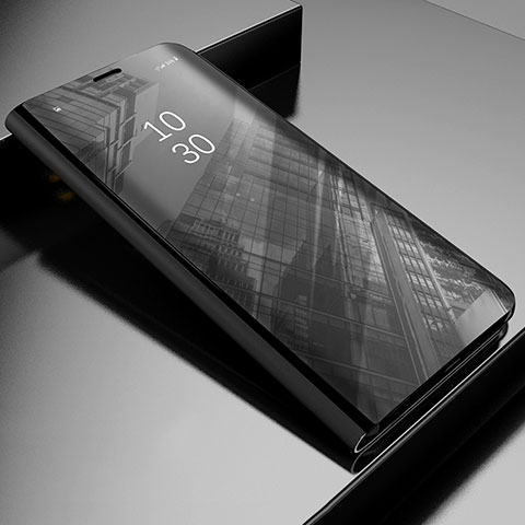 Samsung Galaxy S21 5G用手帳型 レザーケース スタンド 鏡面 カバー L04 サムスン ブラック