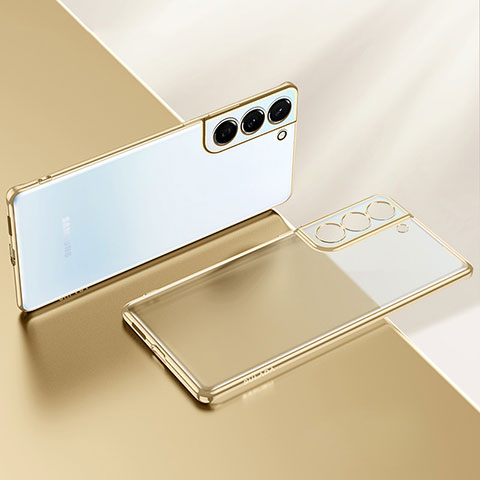 Samsung Galaxy S21 5G用極薄ソフトケース シリコンケース 耐衝撃 全面保護 クリア透明 H03 サムスン ゴールド