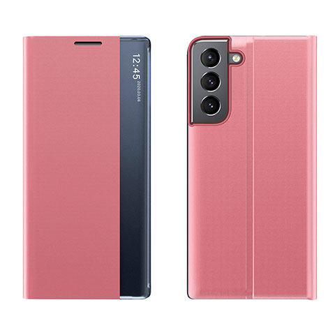 Samsung Galaxy S21 5G用手帳型 レザーケース スタンド カバー L02 サムスン ピンク